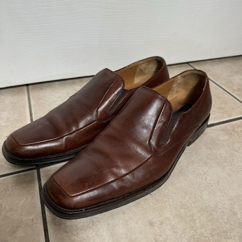 Mezlan Mayfield Men’s 9.5 Apron Toe Brown Leather Slip On Loafer Dress Shoe